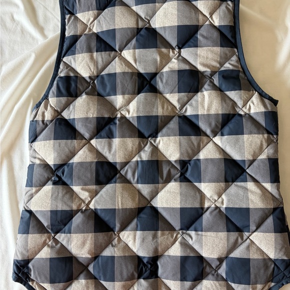 J. Crew Navy and Beige Plaid Quilted Vest - Picture 3 of 3